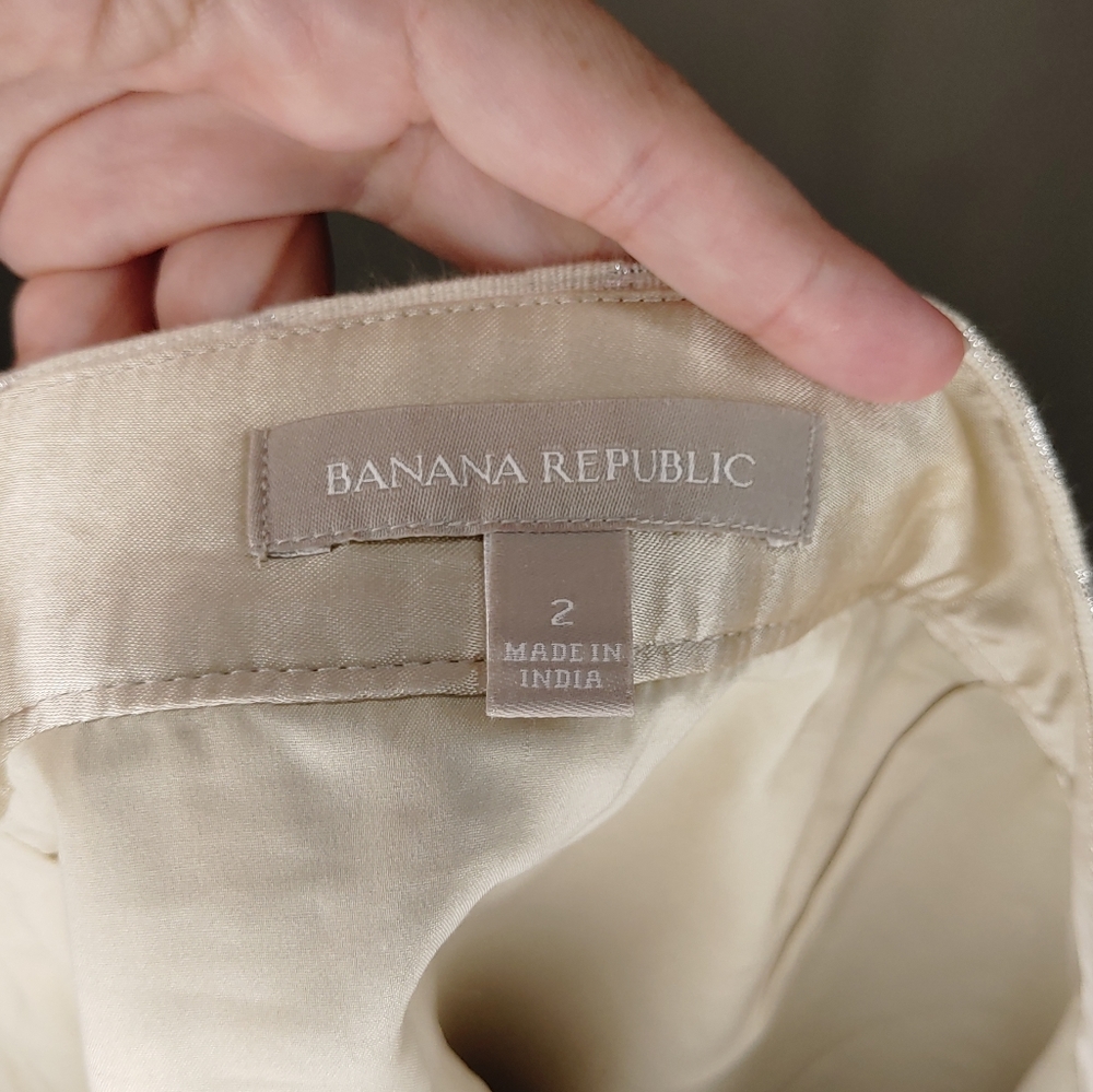 Banana Republic Metallic Hex Print Mini Skirt Sz 2 - Picture 4 of 8